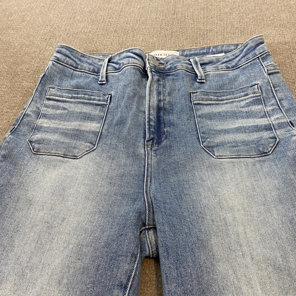 Risen Flare Jeans Womens 15/32 Blue Boho Hippie High Rise Stretch Denim RDP5297 - Picture 2 of 13